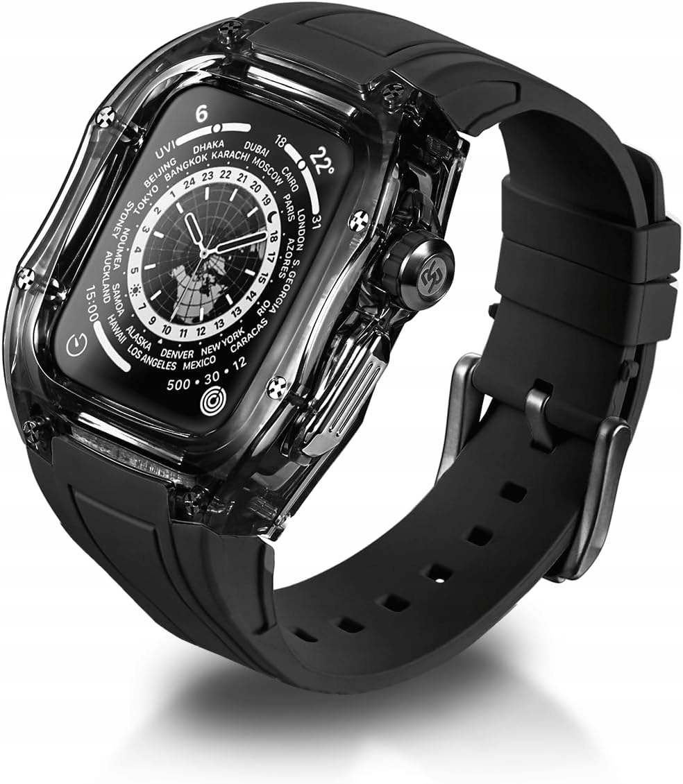 Pásek s pouzdro pro Apple Watch 9 8 7 45 mm, luxusní kryt řemínek, odolný