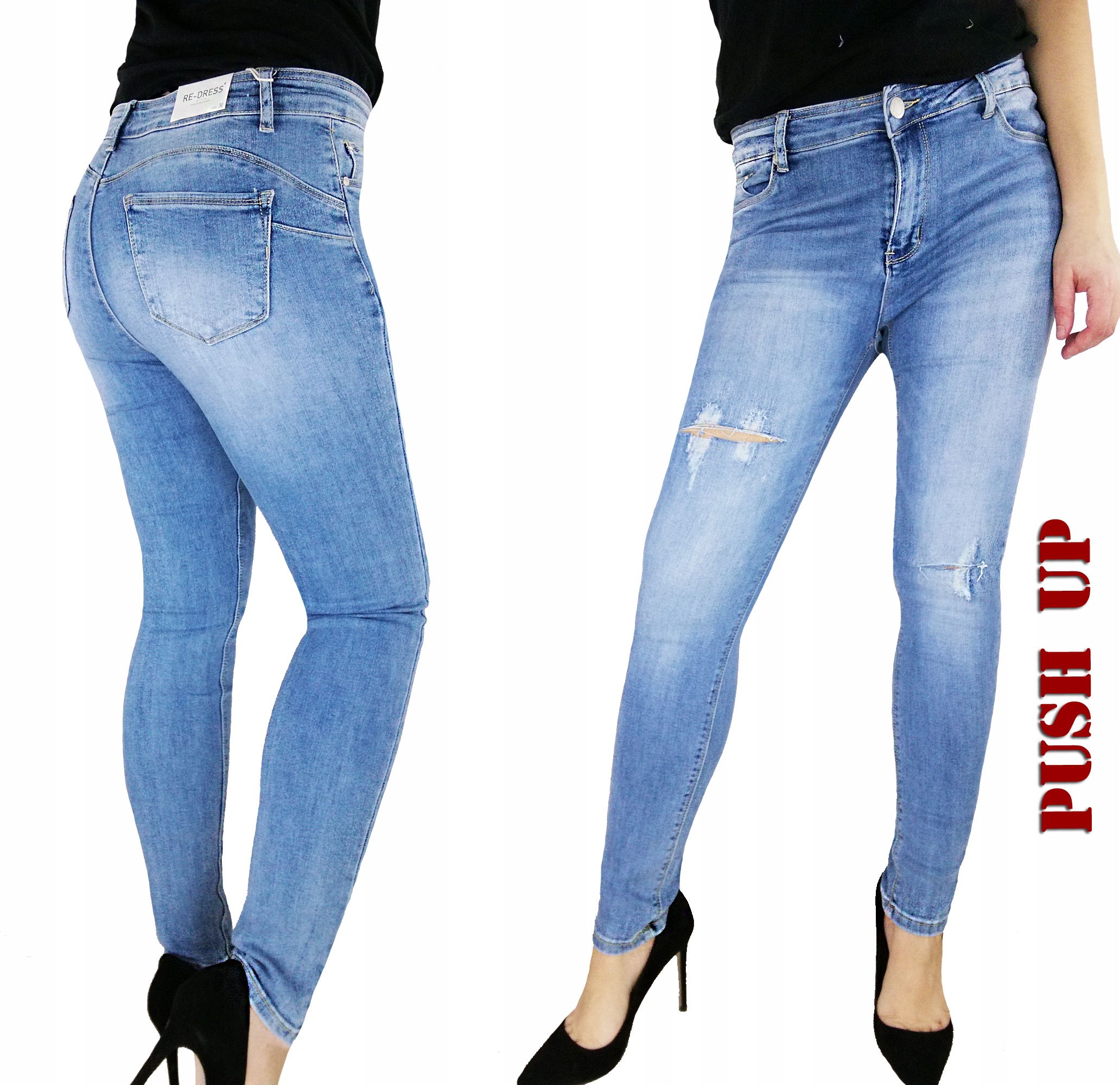 

Elastyczne Miękkie Jeansy Skinny Push Up XL/XXL 32