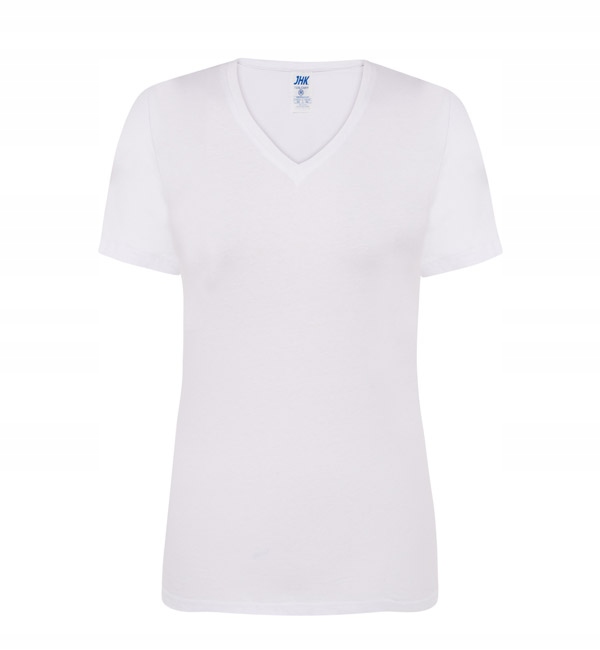 

Bawełniana V-neck Koszulka damska Jhk Biała S