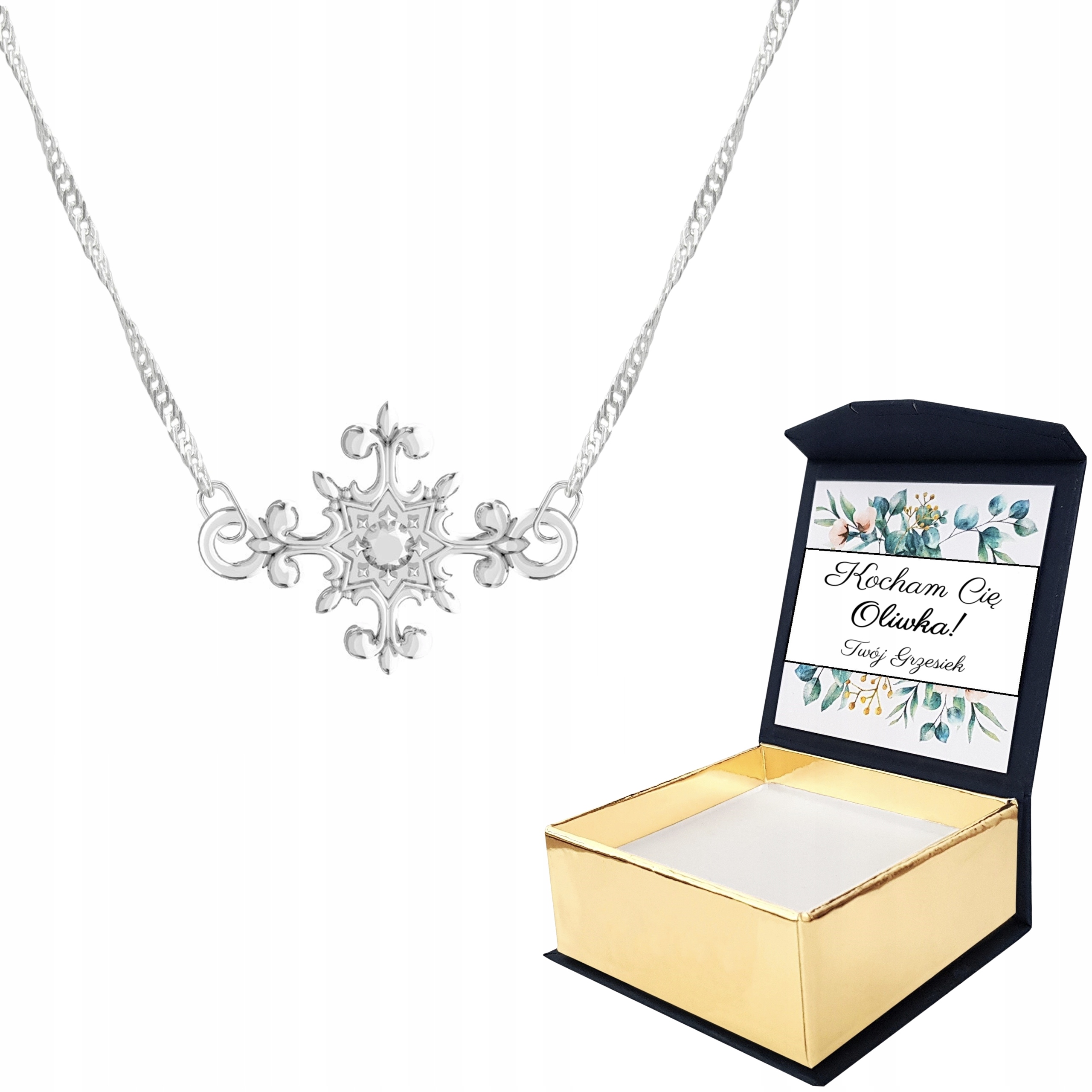 Stříbrný náhrdelník Ozdobný křížek Vlastní Potisk