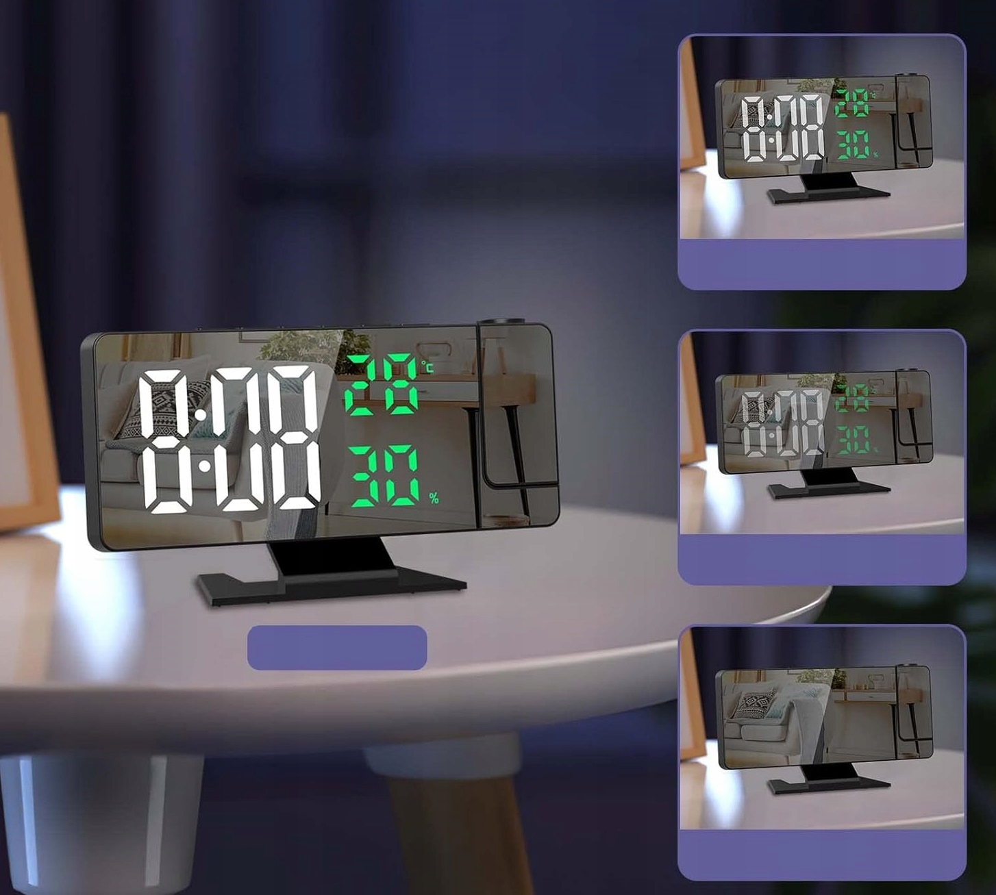 Budzik Cyfrowy Zegar Higrometr Kalendarz PROJEKTOR Czasu Lustro DRZEMKA Typ budzik