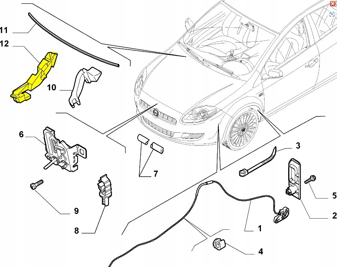 Uszczelka maski str prawa Fiat Bravo II Delta