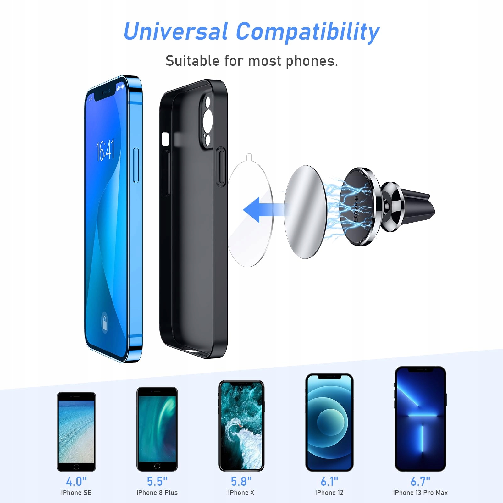 BLUKAR Uchwyt Samochodowy Magnetyczny 360° Do Telefonu iPhone Galaxy Mate — miniatura 6