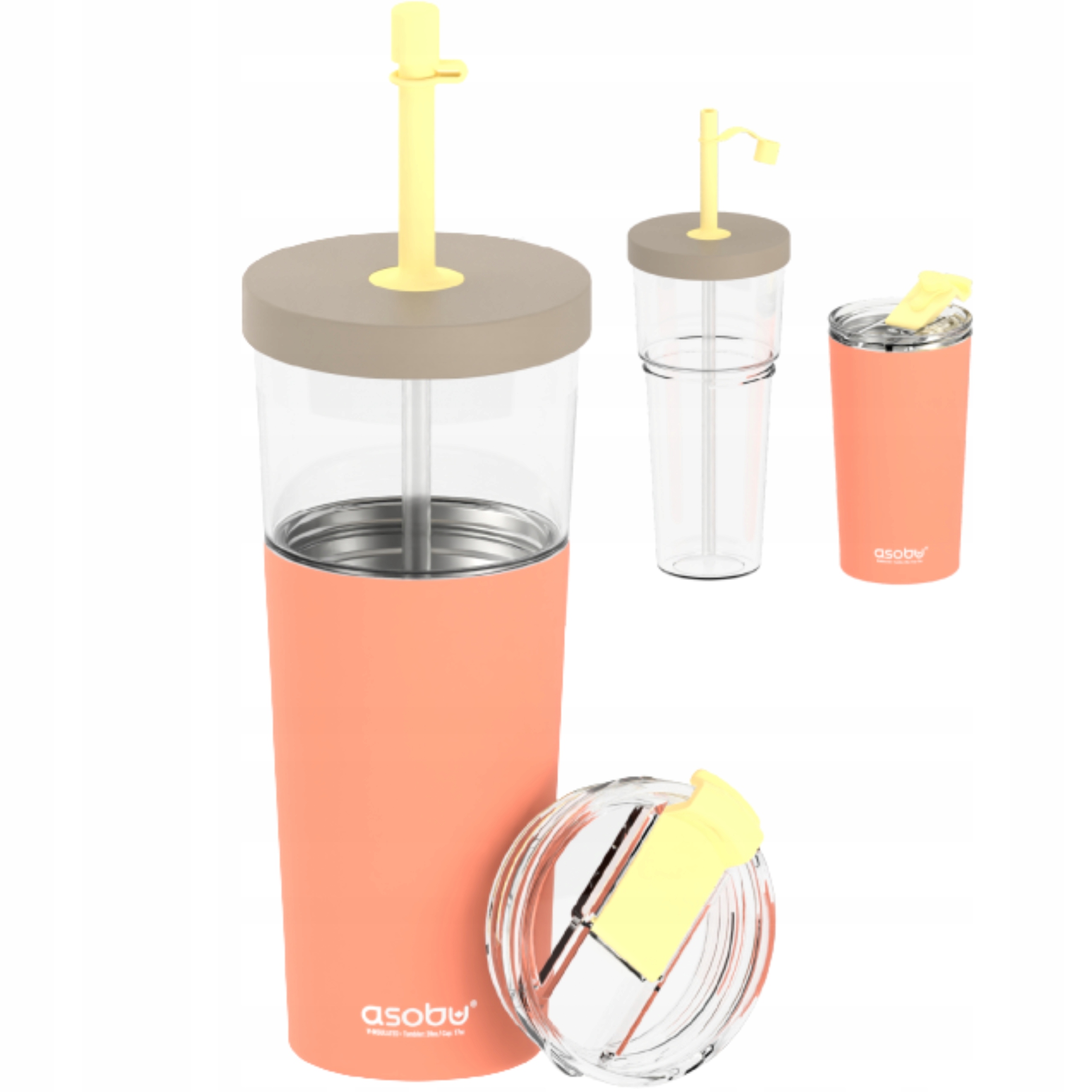 Termohrnek Asobu 850ml Lahev Na Pití brčkem na kávu a studené nápoje