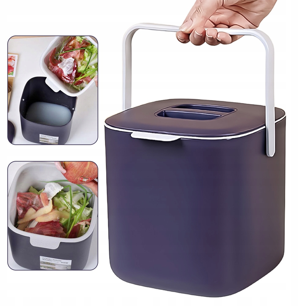 Levně Koš Na Bio Odpad 4 L Nádoba Na Kompost Se Sítkem Fialová