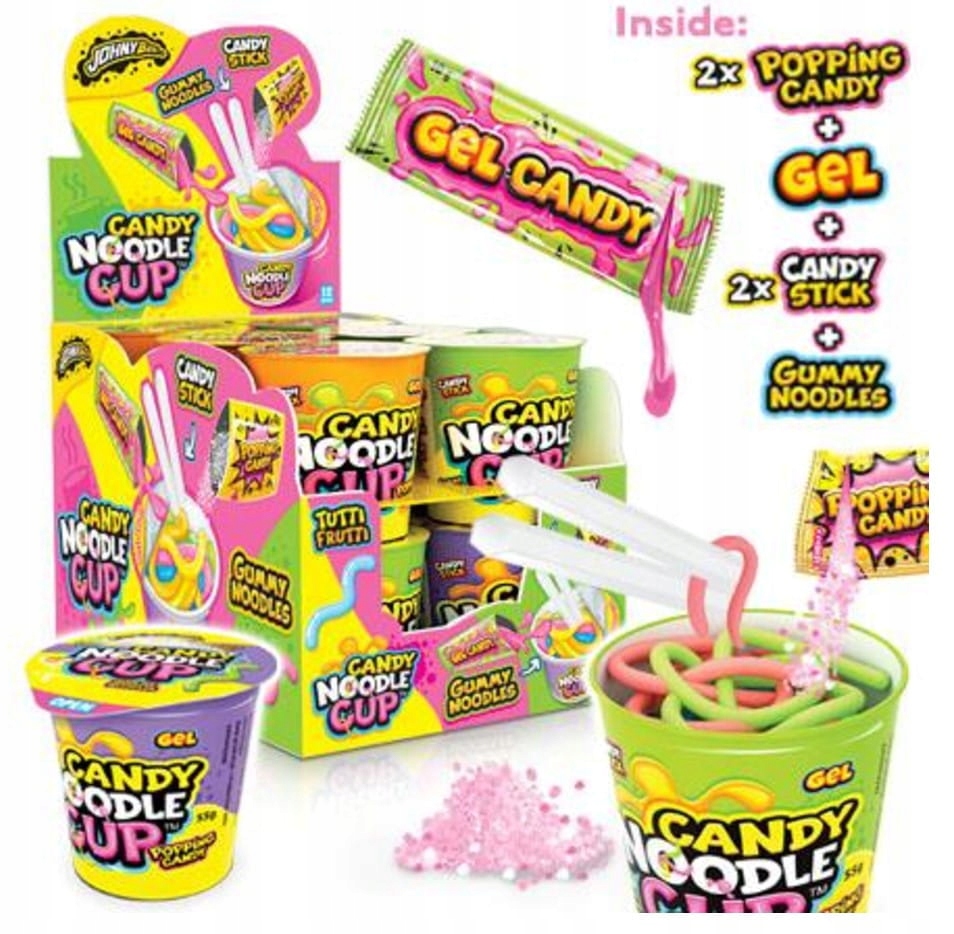 Żelki z Cukierkami i Sosem Candy Noodle Cup Johny Bee 55 g 12 szt
