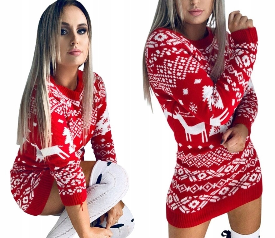 SWETER ŚWIĄTECZNY TUNIKA NORWESKI WZÓR
