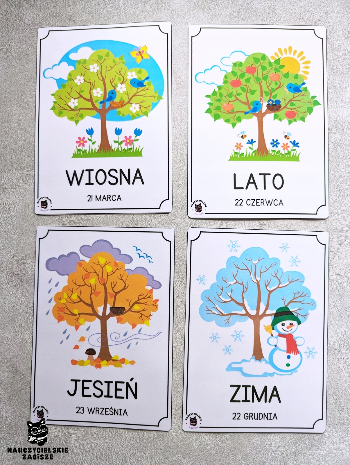 4 PORY ROKU + 12 MIESIĘCY + 7 DNI TYGODNIA Zestaw plansz dla dla dzieci Rok wydania 2024