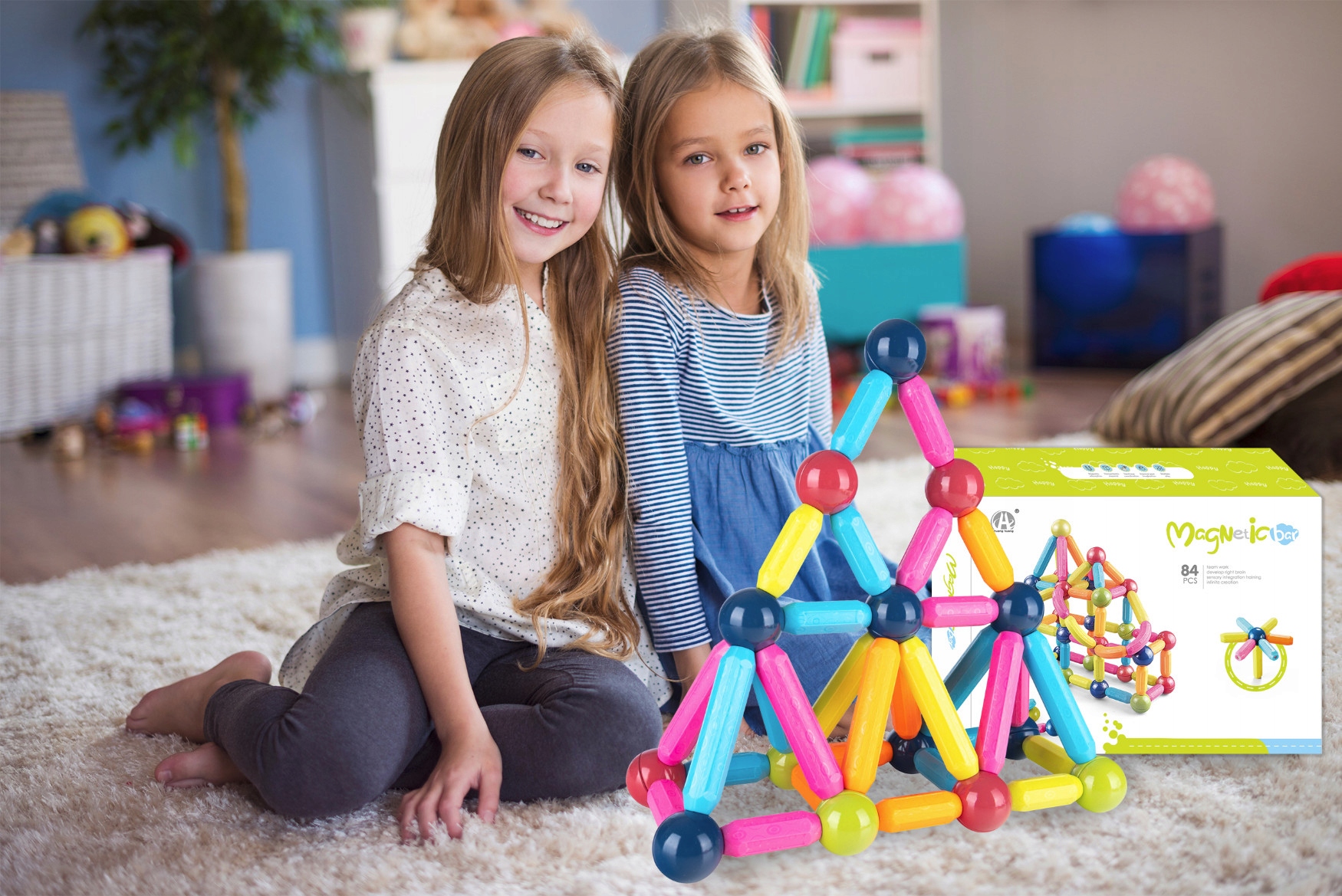 KLOCKI MAGNETYCZNE KONSTRUKCYJNE EDUKACYJNE NAUKA Zabawa ZESTAW 84 Element. Marka Gotel