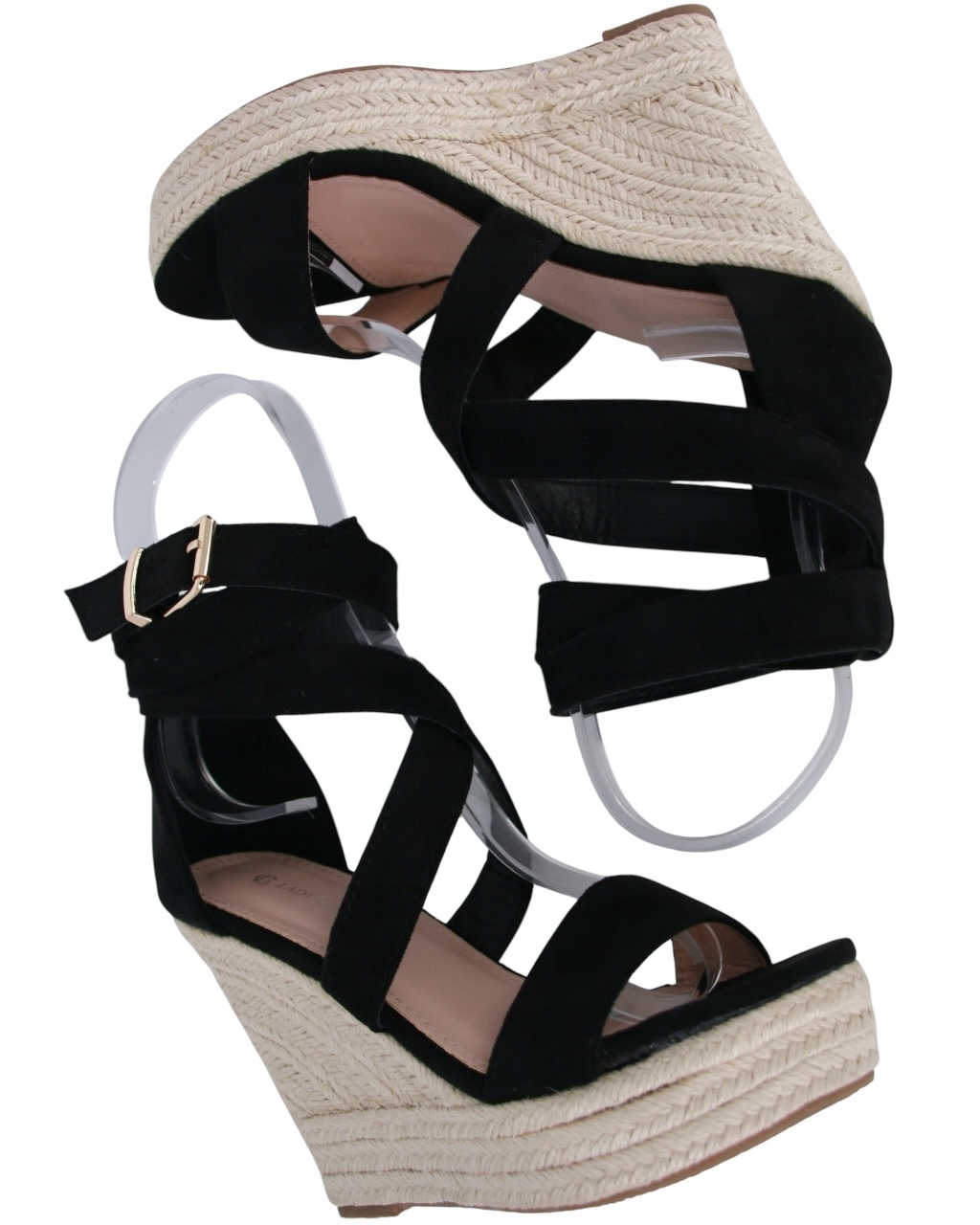 Sandály Na Klínku Espadrilky Dámské Semišové Letní Boty Černé 40