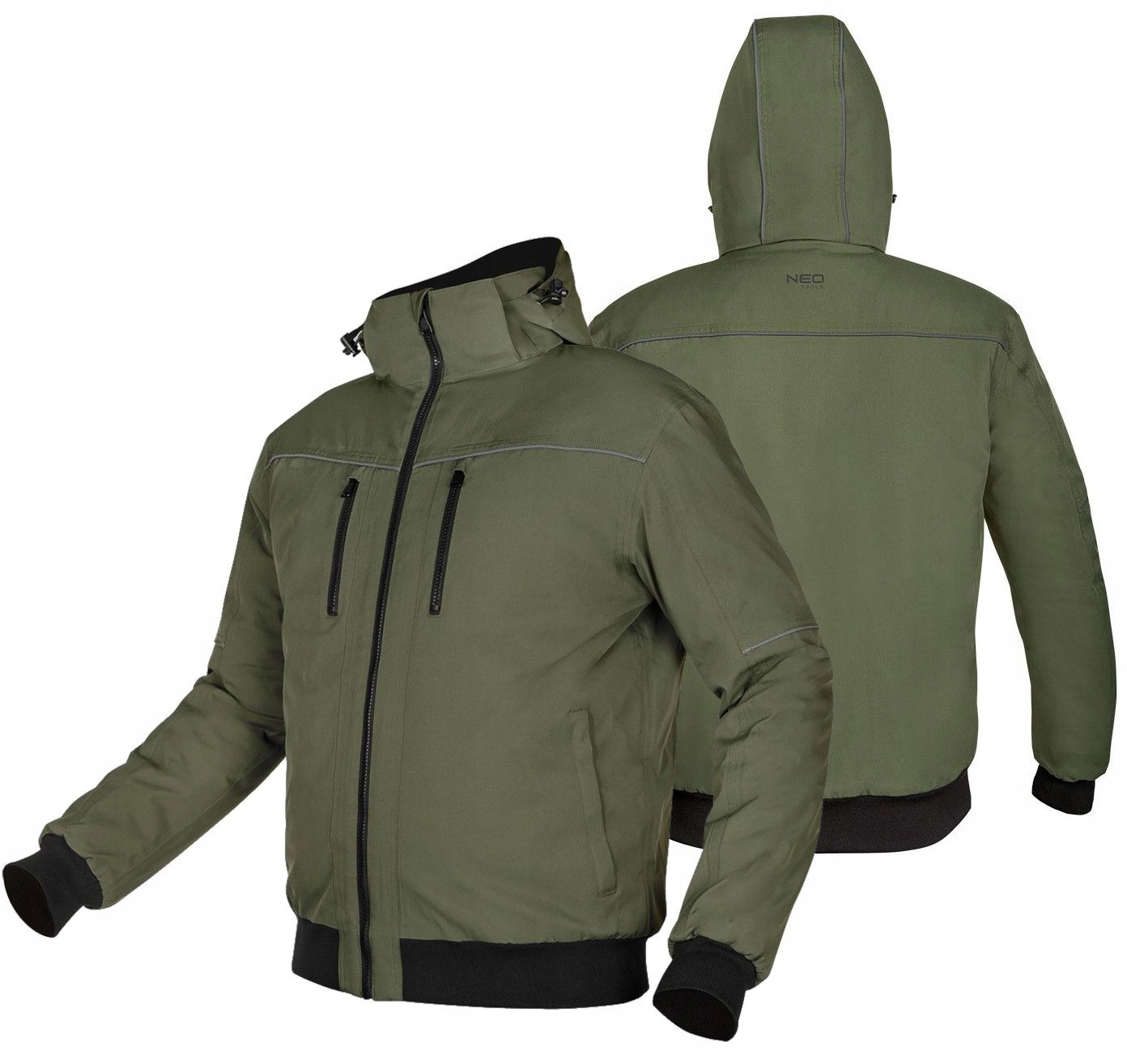 Zateplená bunda s kapucí Outdoor, zelená, velikost M