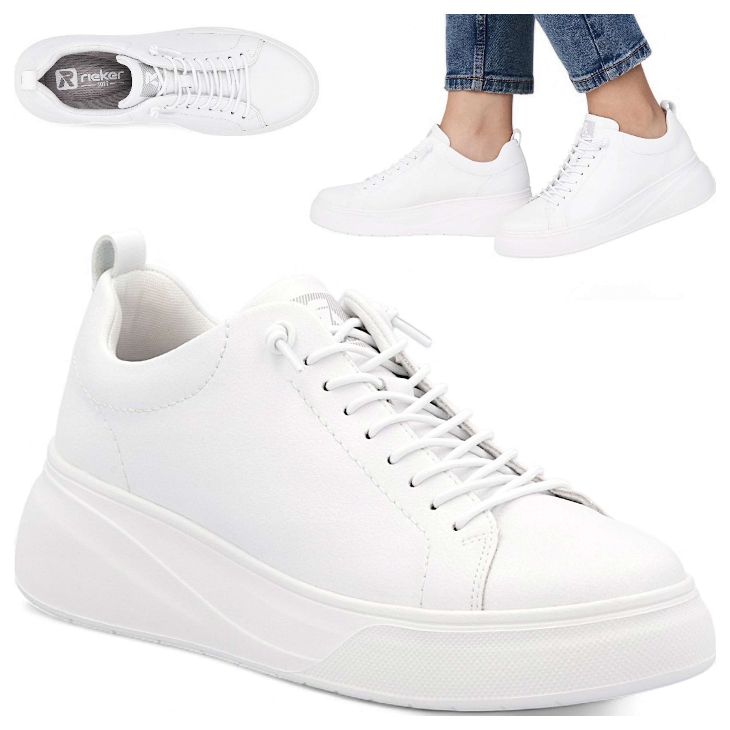 Rieker 39 Dámské polobotky Přírodní Kůže šněrovací Letní sportovní obuv