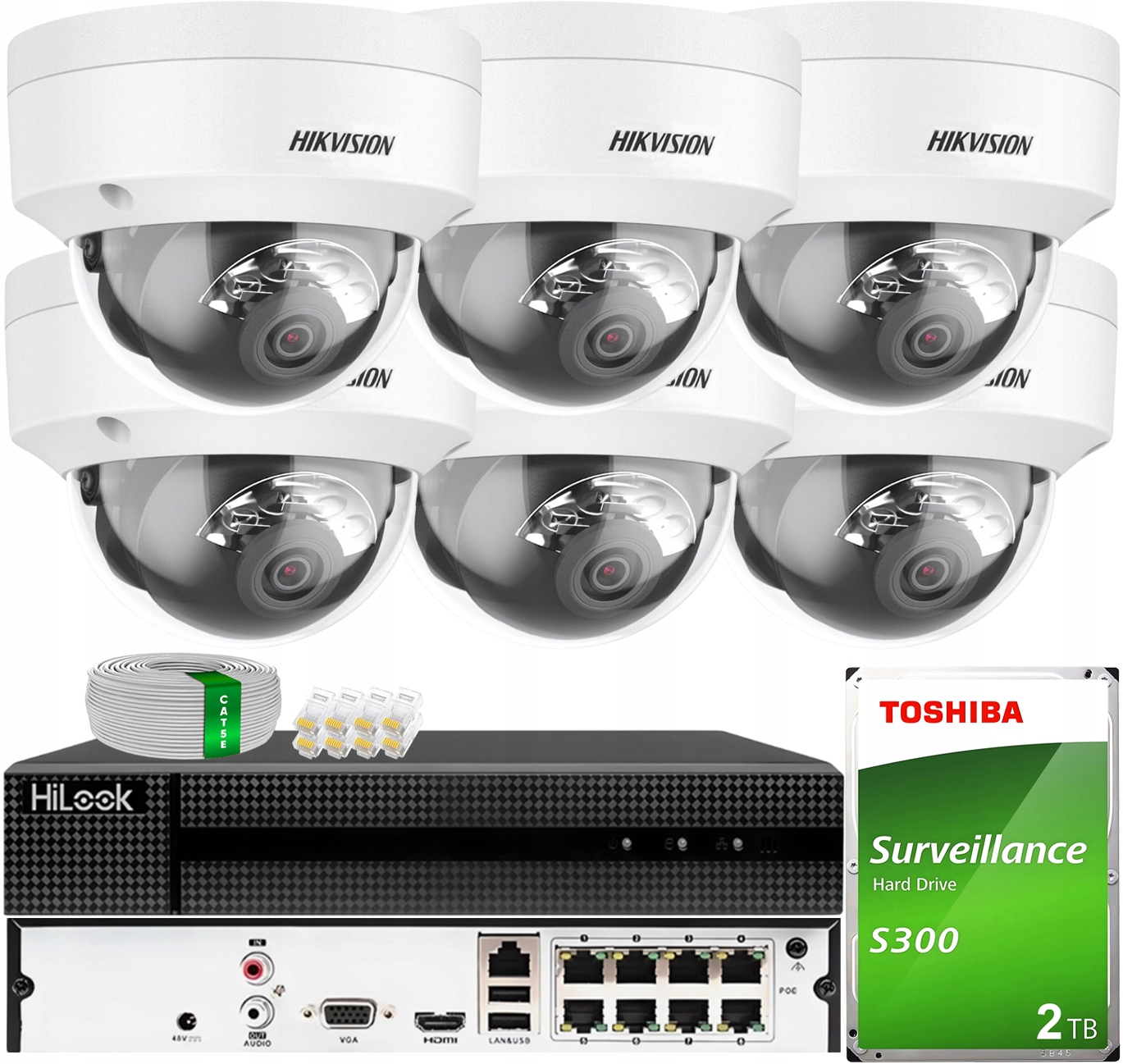 Ip Monitorovací Sada 6 Kamer 4MPX Smart Hybrid Light Hikvision PoE 2TB