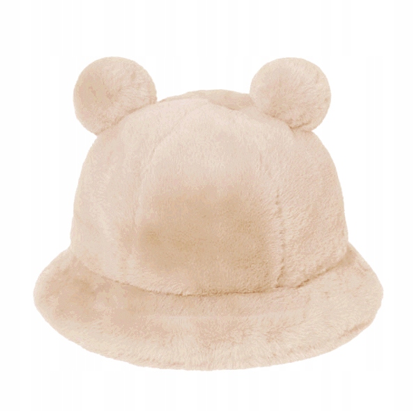 

Kapelusz czapka bucket hat futerko beżowa uszy