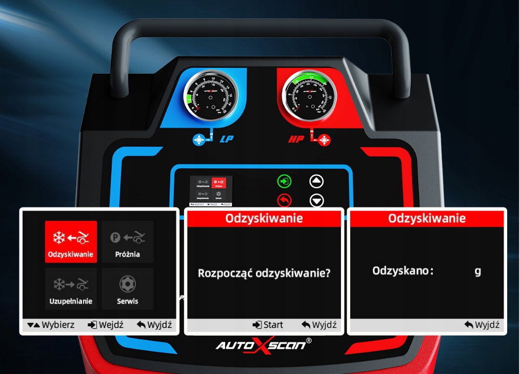 STACJA OBSŁUGI KLIMATYZACJI AUTOSCAN X930PRO 1234YF ZESTAW OKULARY UV OLEJ Marka AutoXscan