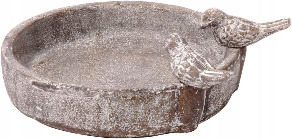 Napáječka pro ptáky dobar cementová kamenně šedá s ptáky 24.5x24.5x5.5 cm
