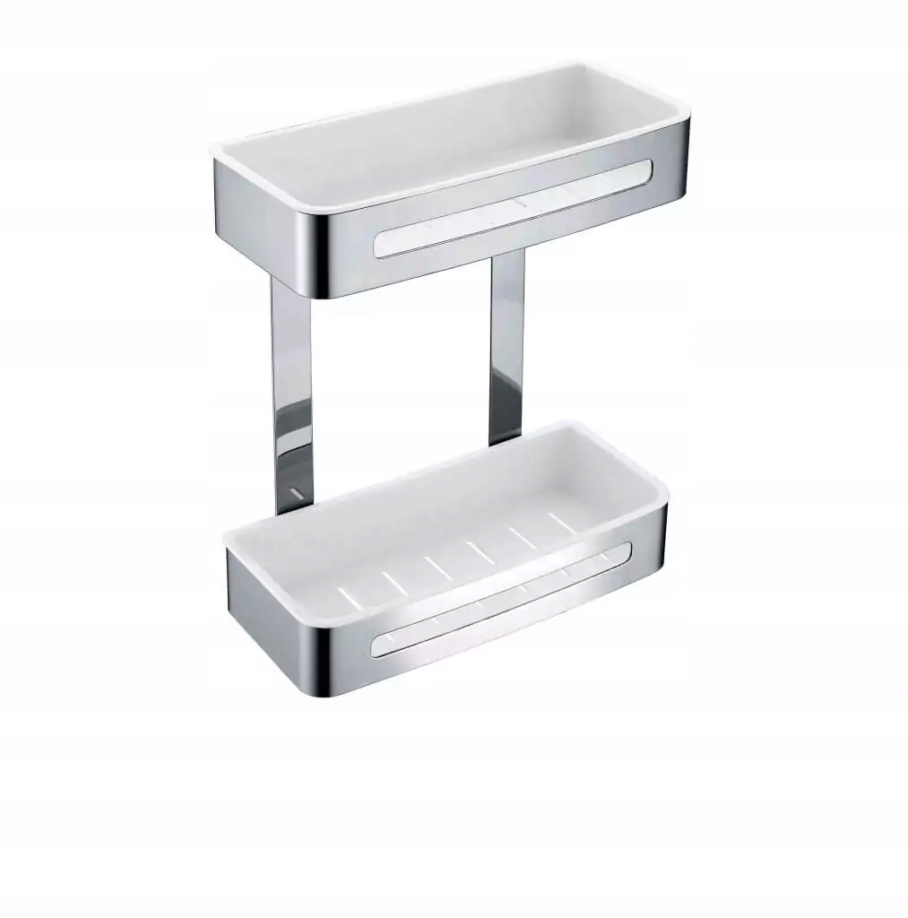 Dvojitý koš Stella leštěná ocel bílé plastové vložky