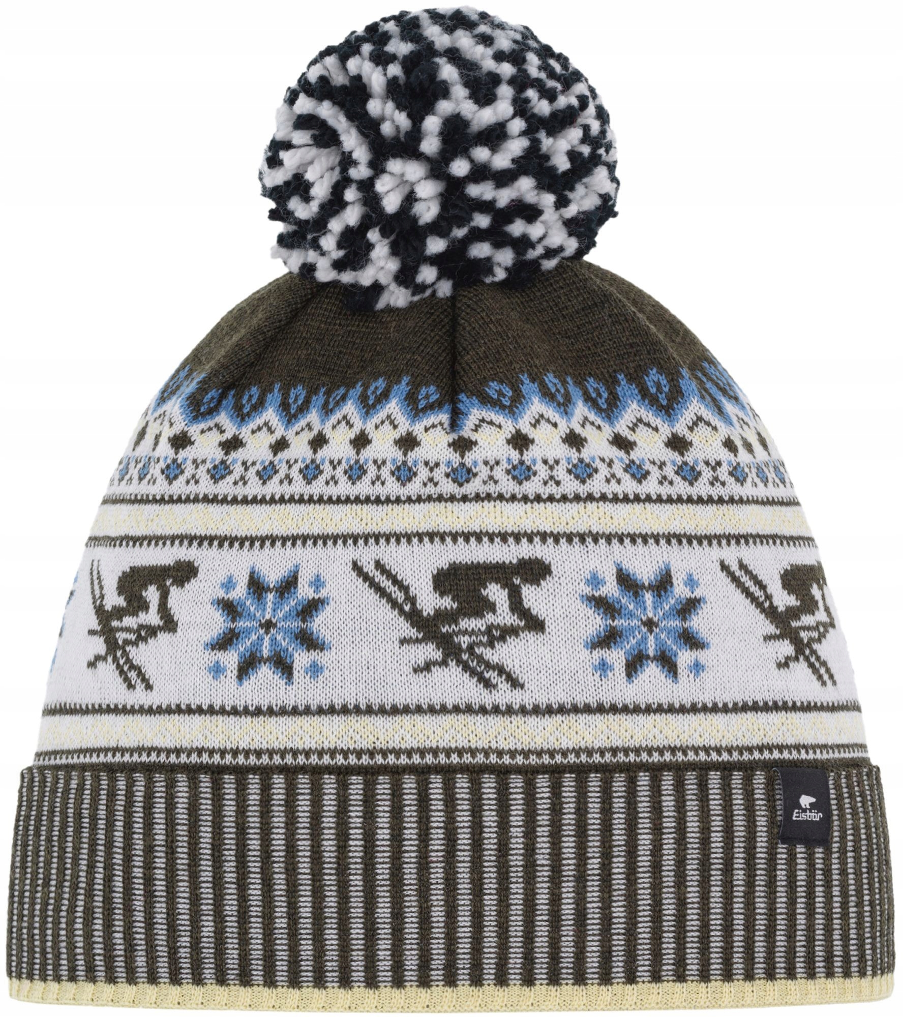 Czapka Zimowa Narciarska Eisbar Retroski Pompon Mü Retro Wełna Merino
