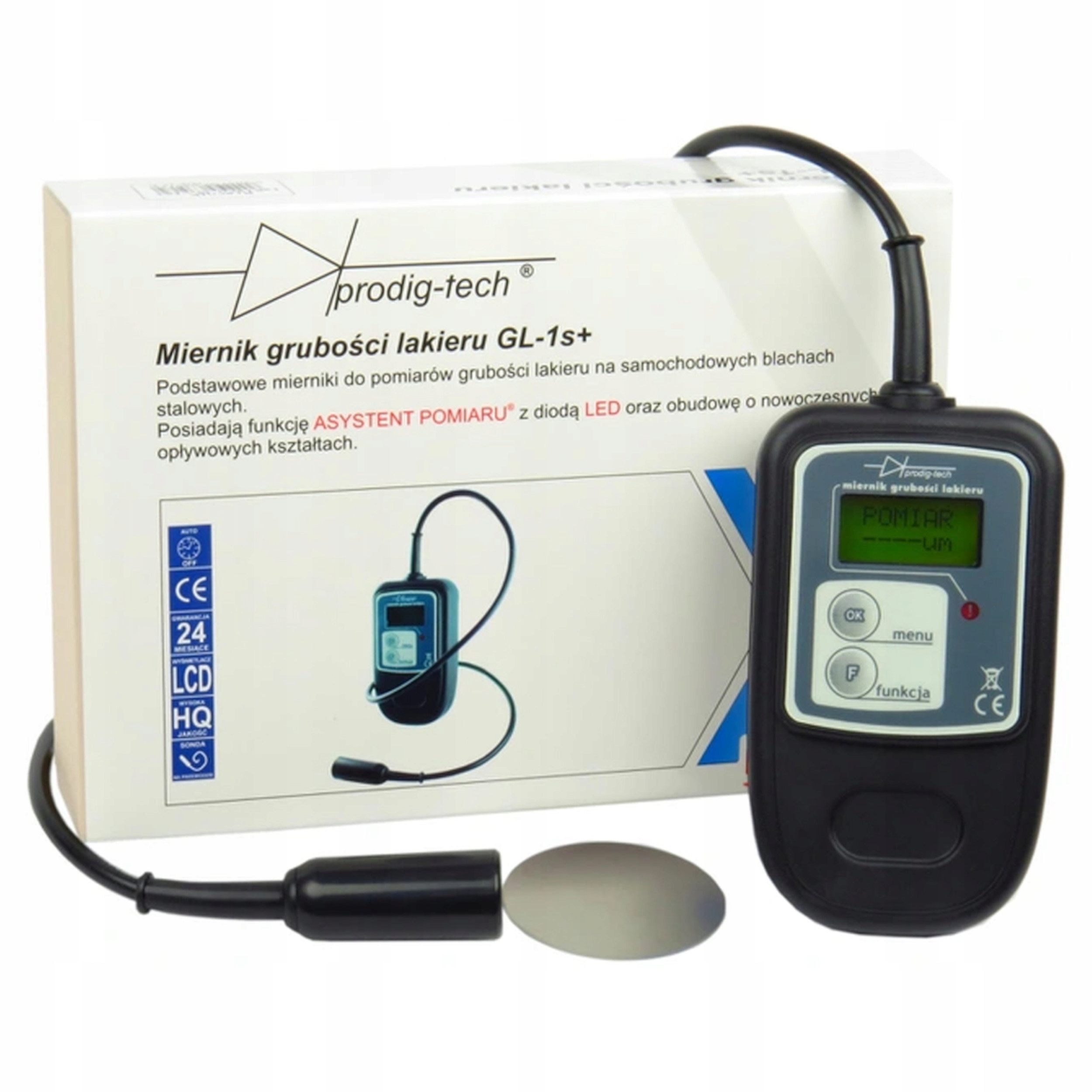 Snímač hrúbky laku merač tester Prodig GL-1s+ LCD plech pozinkovaná oceľ