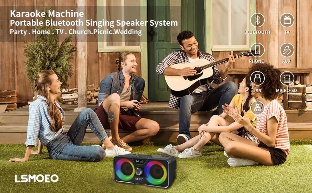 Karaoke dla Dorosłych i Dzieci, Głośnik z 2Mikrofonami Bezprzewodowymi Model bezprzewodowy