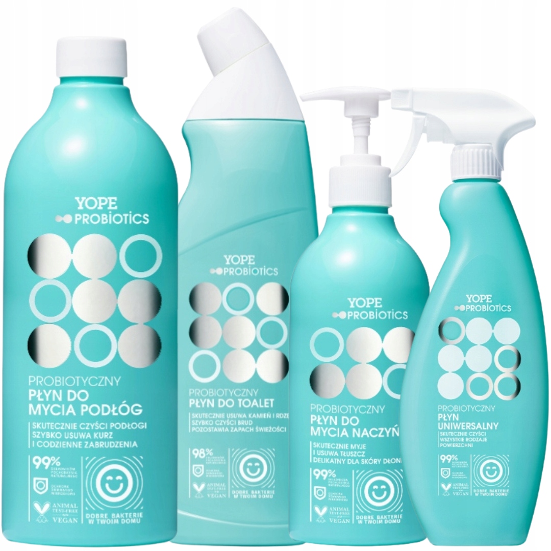 Levně Yope Probiotický univerzální prostředek na mytí podlah a Wc nádob Mix 4 ks