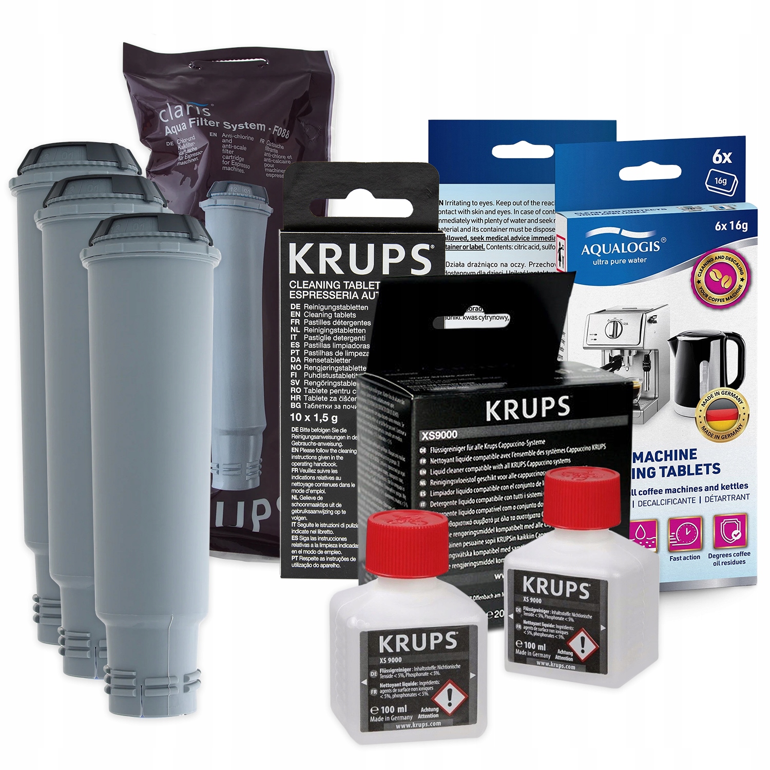 3x Filtr vody F088 pro kávovar Krups Odvápňovač Tekutina Tablety