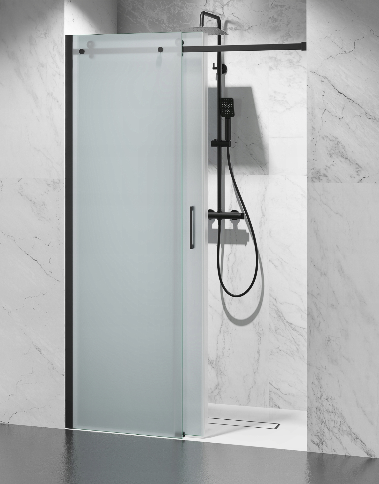 Drzwi Przesuwne Mrożone Czarne D20 90cm Marka Swiss-Liniger