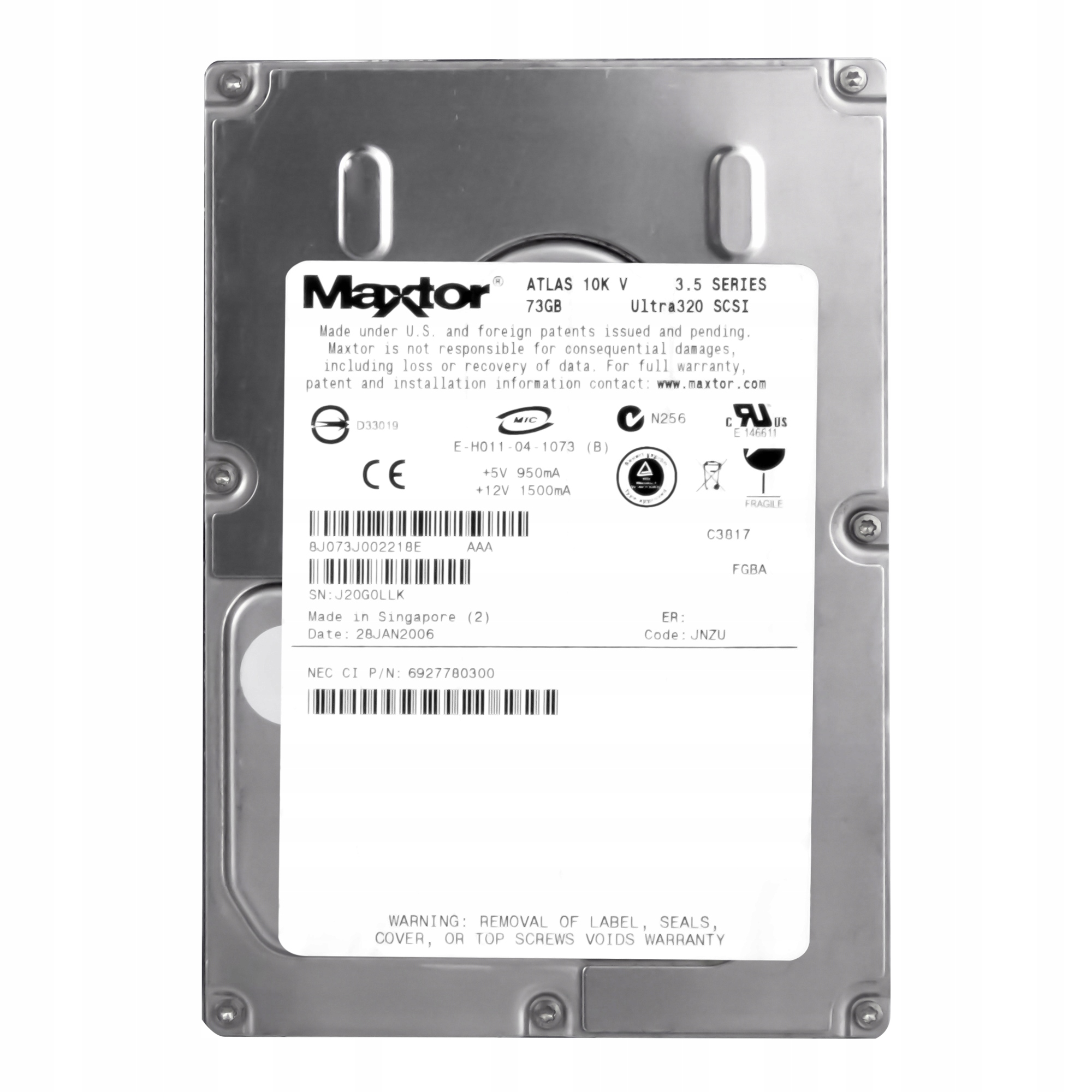 Maxtor Atlas 10K V 73GB 8MB 10K Scsi 3.5'' 8J073J0
