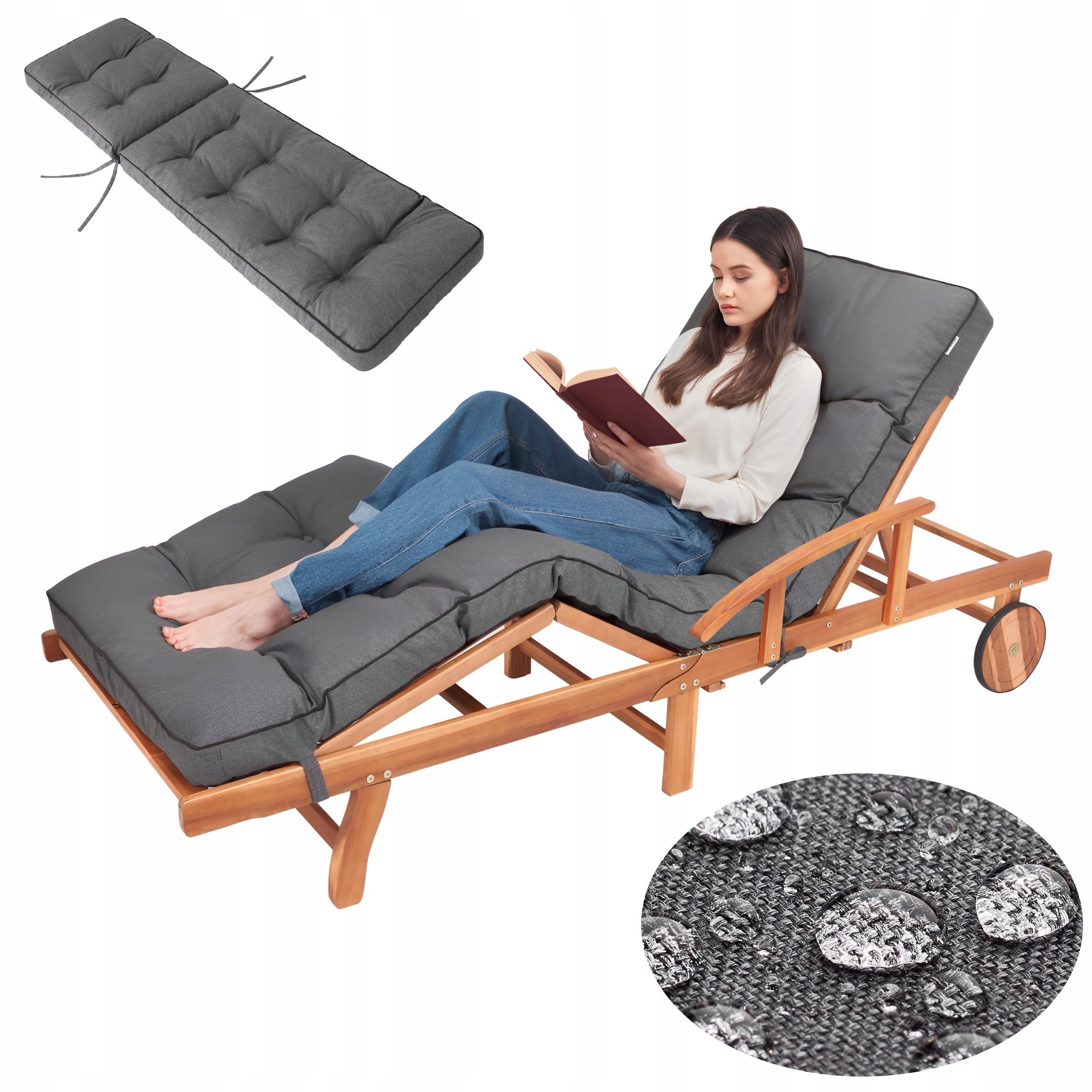 Dlhý vankúš na záhradné ležadlo Vodotesný vankúš na nábytok 201 x 55 cm