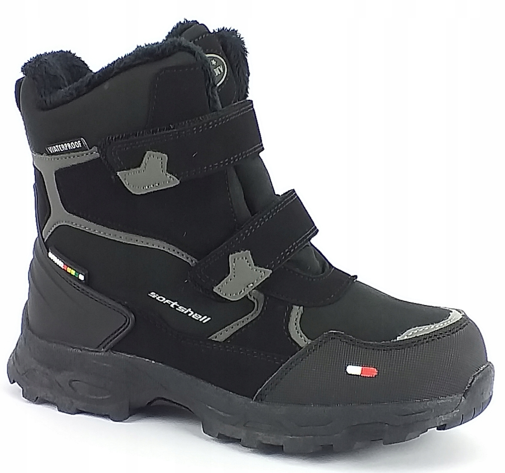 Śniegowce American HL106 Ocieplane Rzep Dziecięce Softshell Zimowe Black 34