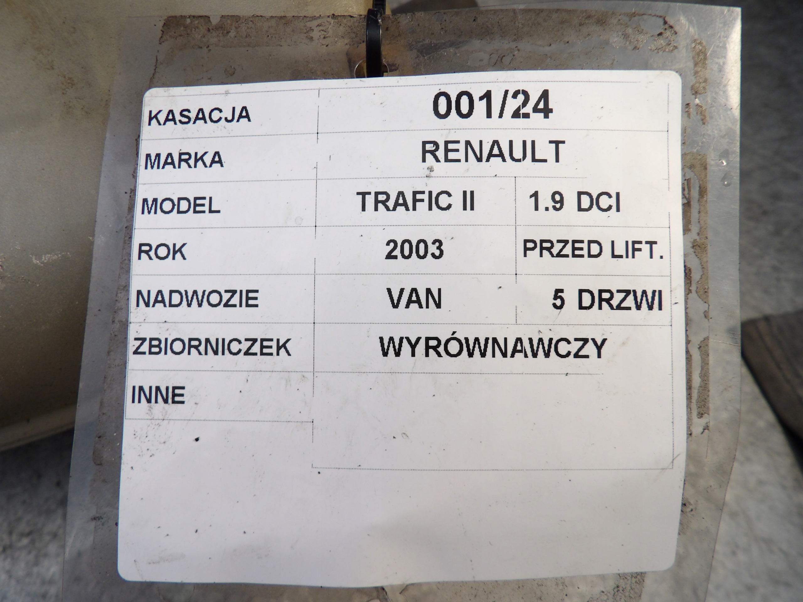 RENAULT TRAFIC II - Réservoir eau 7700312300
