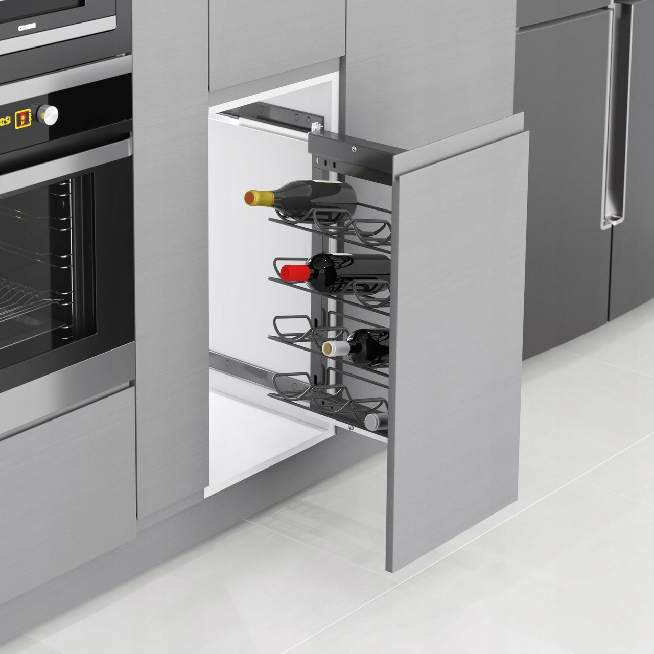 Cargo do skříňky 40 Antracit Na Víno tandem blum plný boční výsuv Pravý