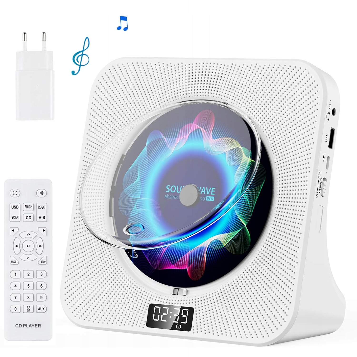 Přenosný Přehrávač CD Reproduktor Bluetooth Rádio S Časovačem A Dálkovým Ovládáním