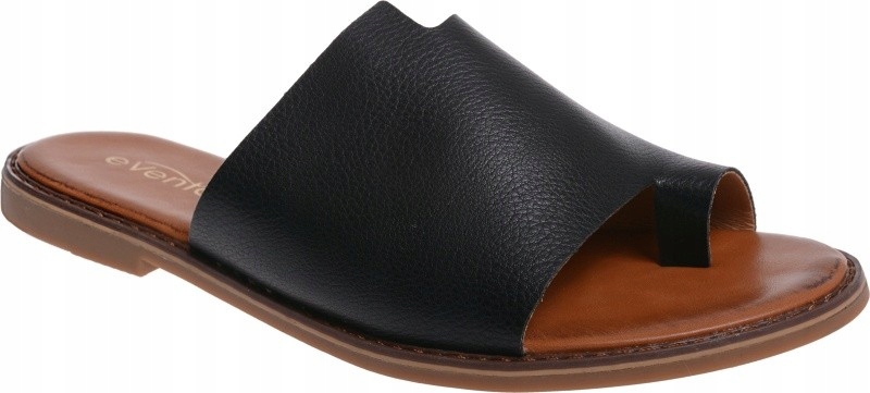 Czarne Klapki Damskie Japonki Na Palec Płaskie czarny 40