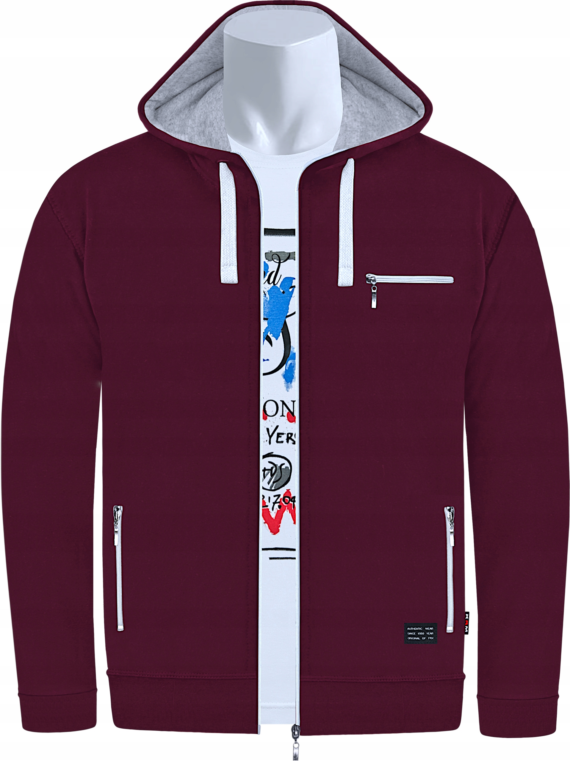 

Ciepła Bluza Rozpinana Z Kapturem 5XL burgund