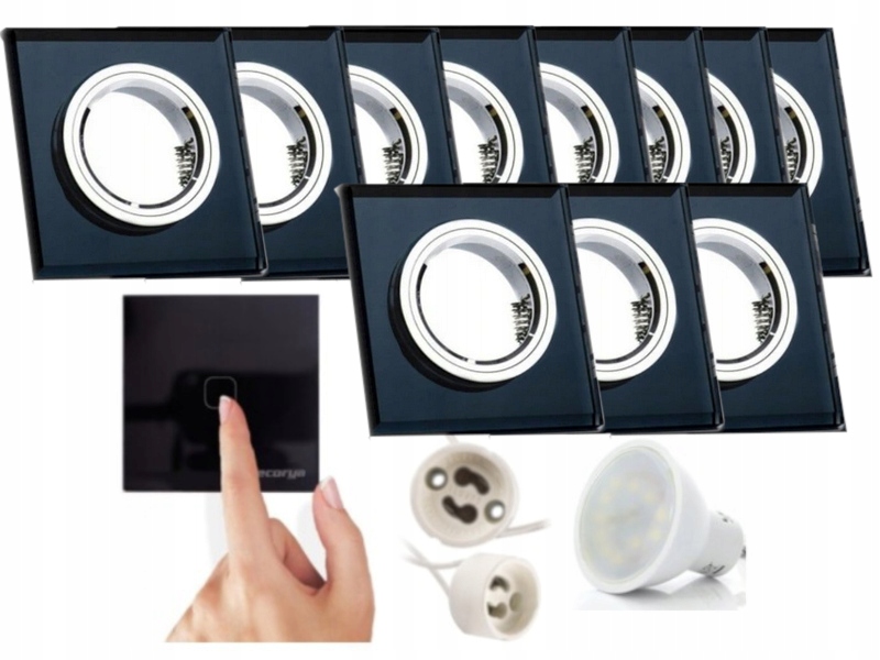 11X Skleněná Halogenová Stropní Objímka S Vypínačem Led Žárovky, 3W, Neutrální Barva