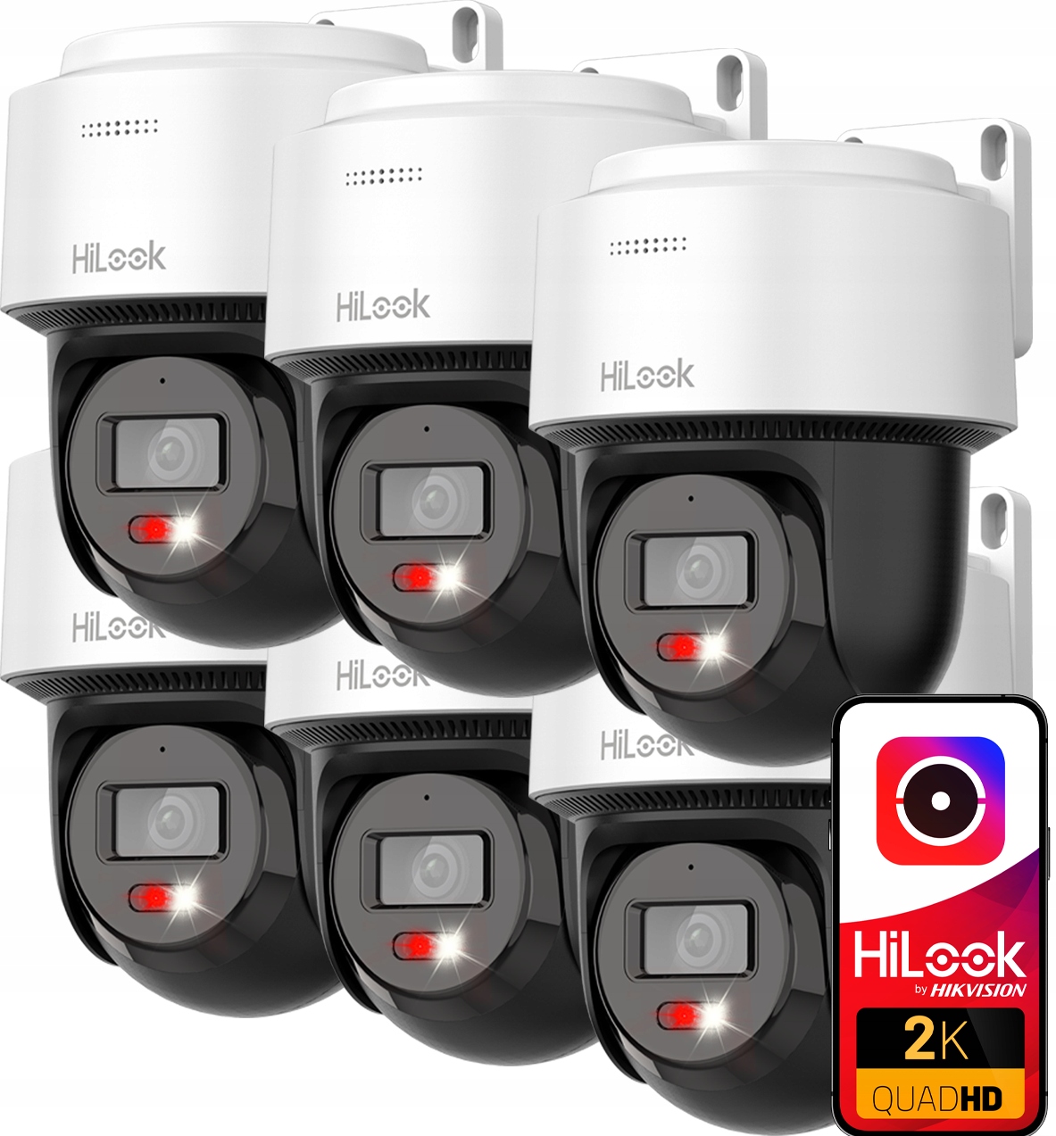 Sada 6 otočných Ip kamier 4Mpx HiLook Hikvision Audio PTZ-N4MP-P