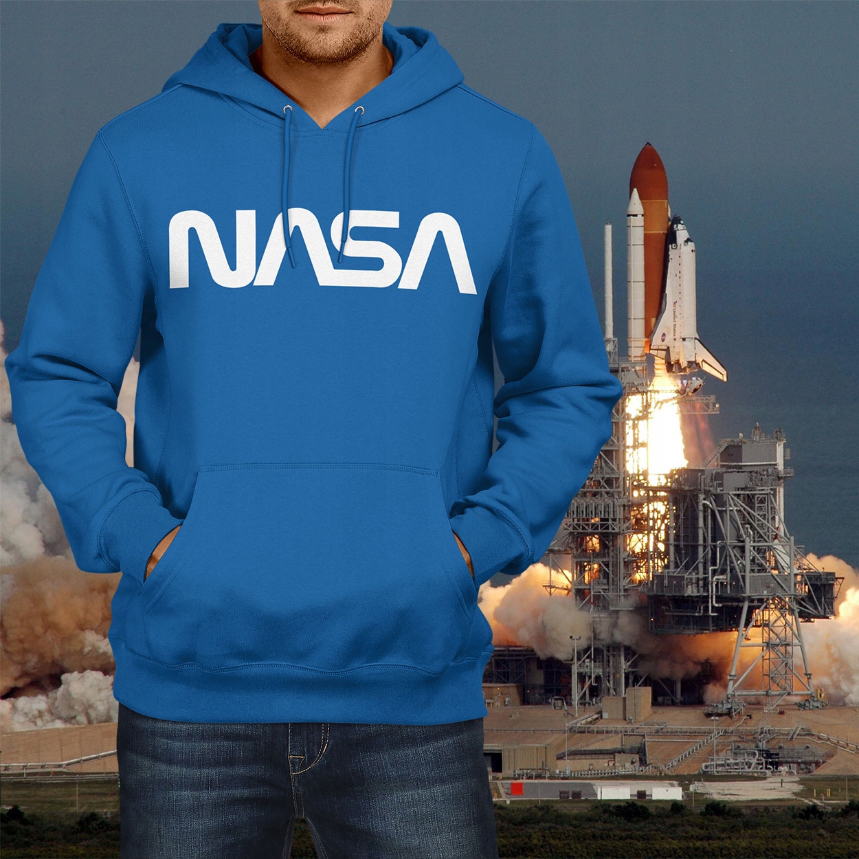 Bluza męska NASA z kapturem niebieska S Marka inna