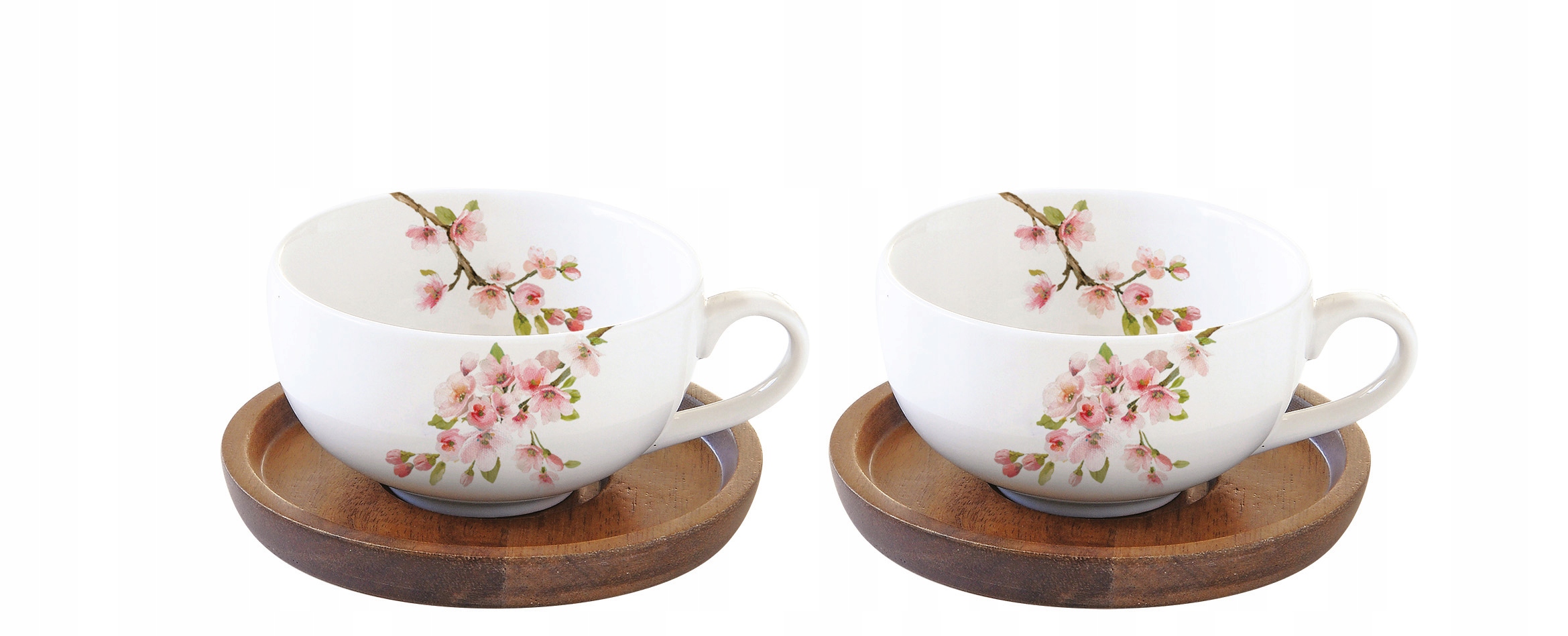 

Kpl 2x filiżanka espresso 100 ml drewniany spodek