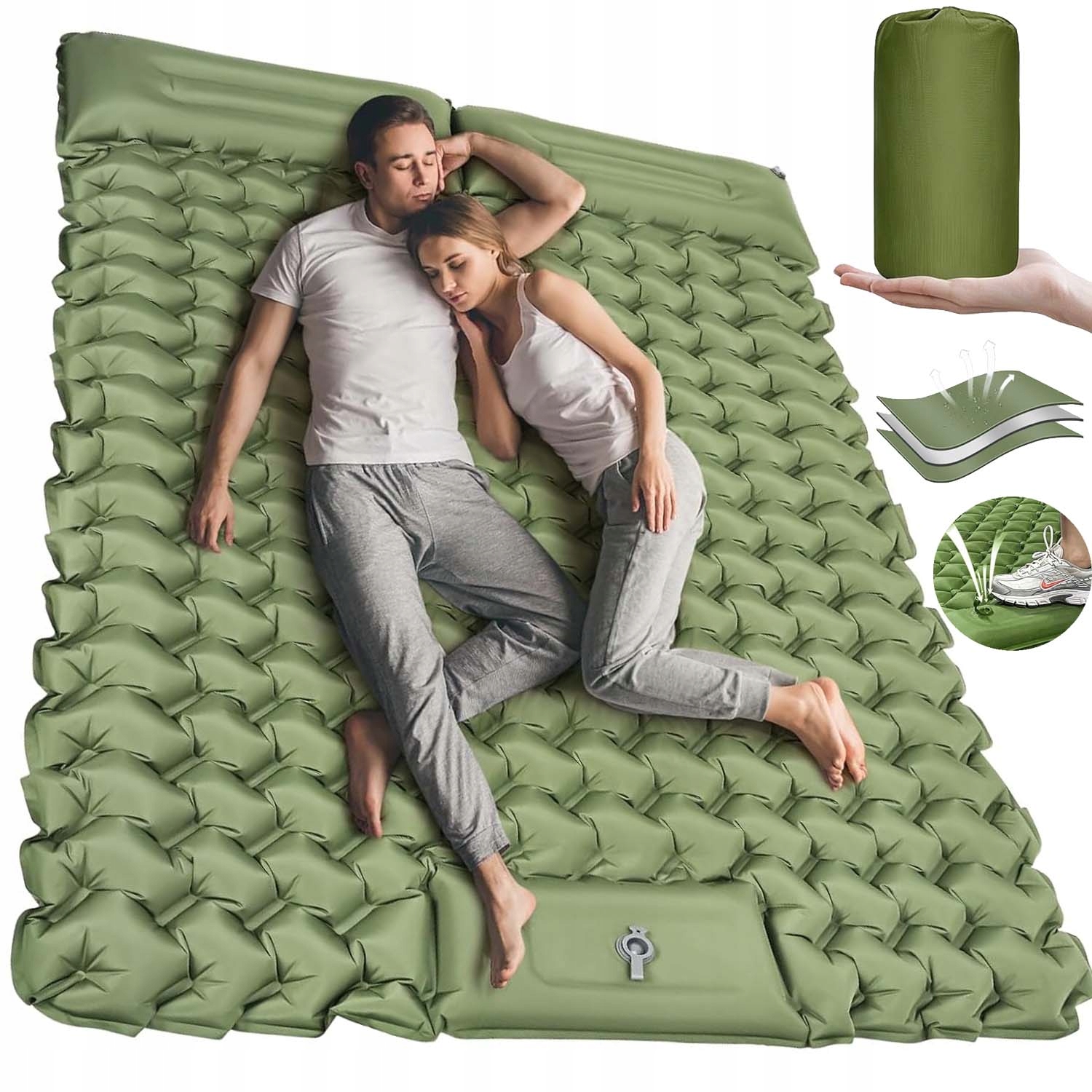 Dvojitá Samonafukovací Karimatka Pro 2 Osoby Matrace 190 CM