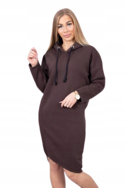 

Sukienka Bluza Długa Z Kapturem I Rozcięciem brązo