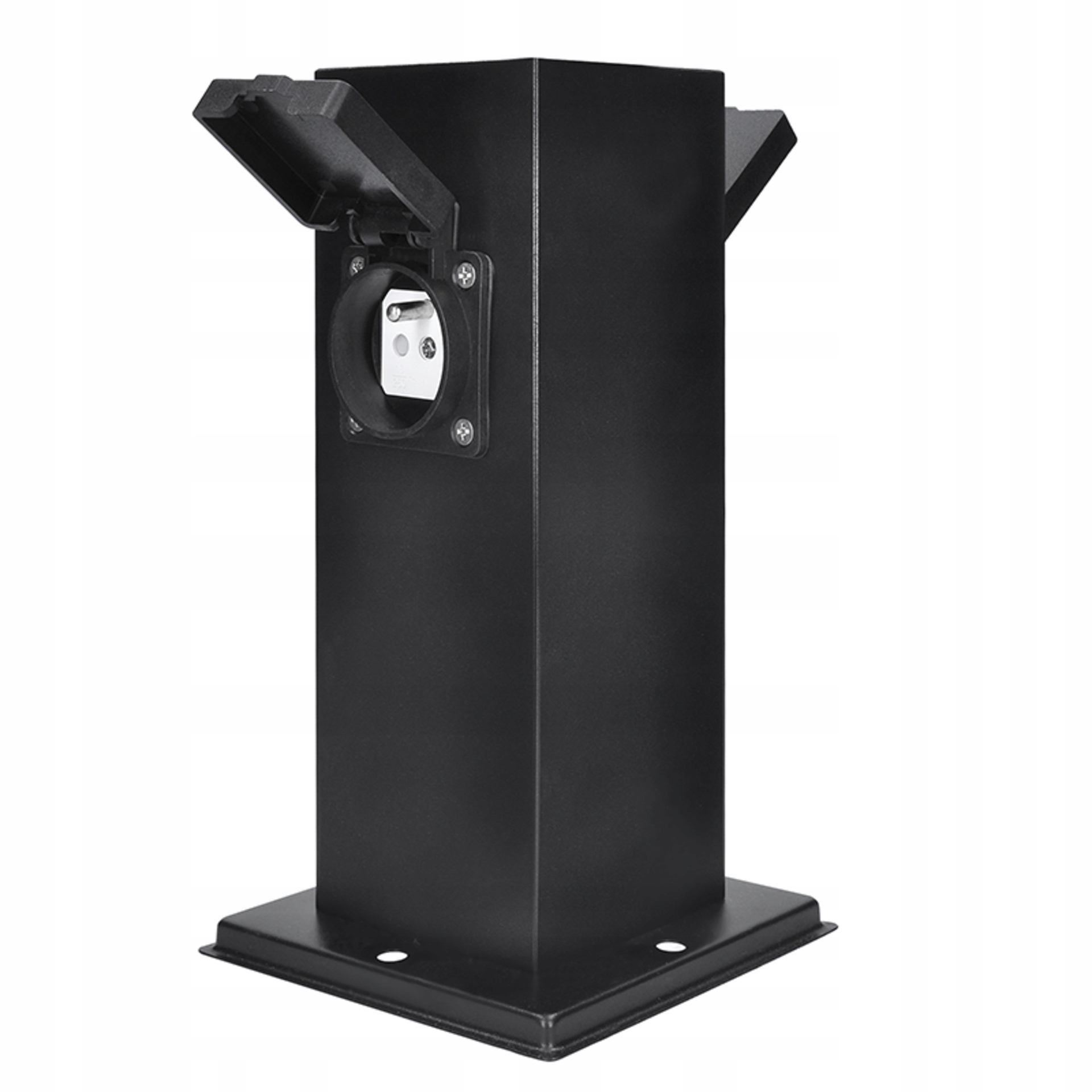 Solight zahradní napájecí sloupek IP44, 2 zásuvky, nerez, černý, hranol