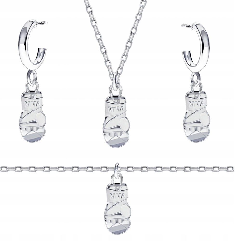 Stříbrný komplet šperků Rolo oval Rukavice Mma Rukavice 3D Stříbro 925