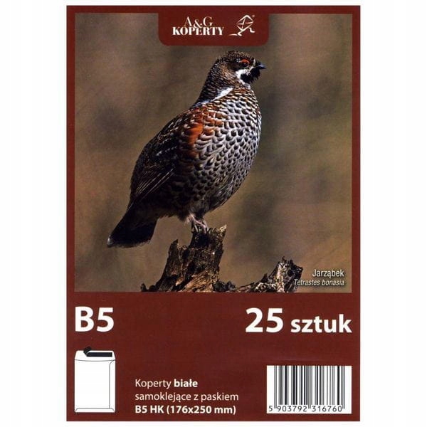 

Koperta Biała B-5 25Sztuk Sk z paskiem