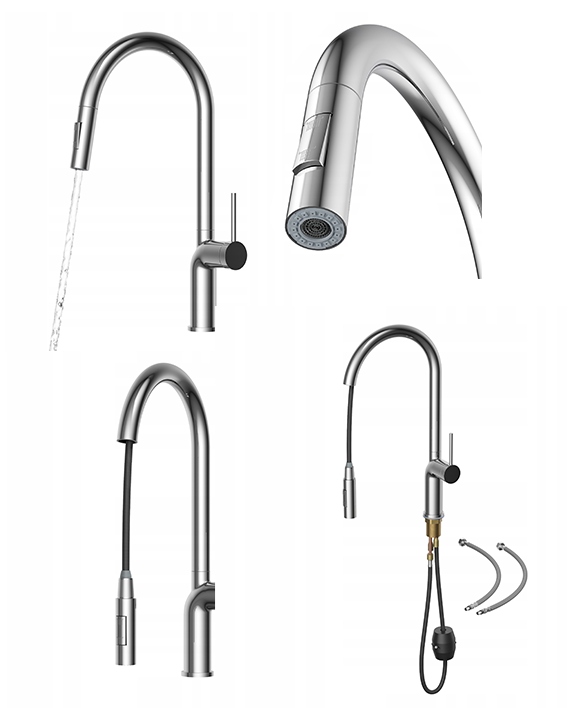 Kuchynská batéria Oxi chróm s výsuvným výtokom, vysoká umývadlová batéria