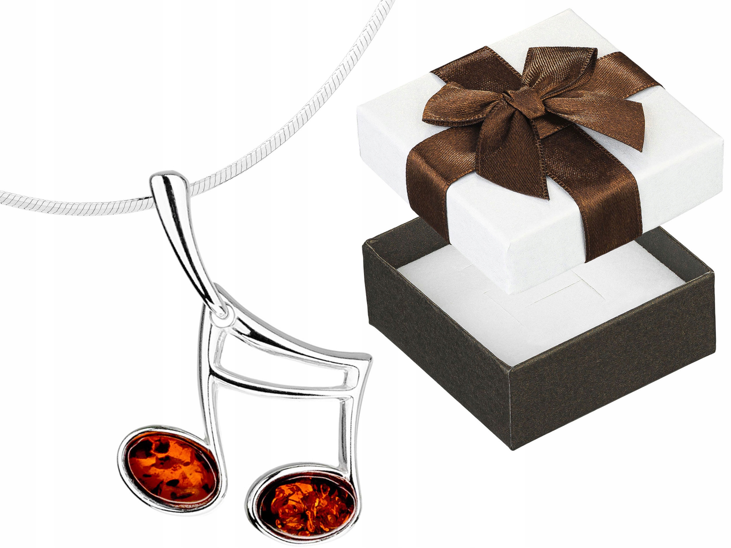 Krátký Stříbrný Dámský Náhrdelník Notička Šestnáctka s Jantarem Choker 30 cm