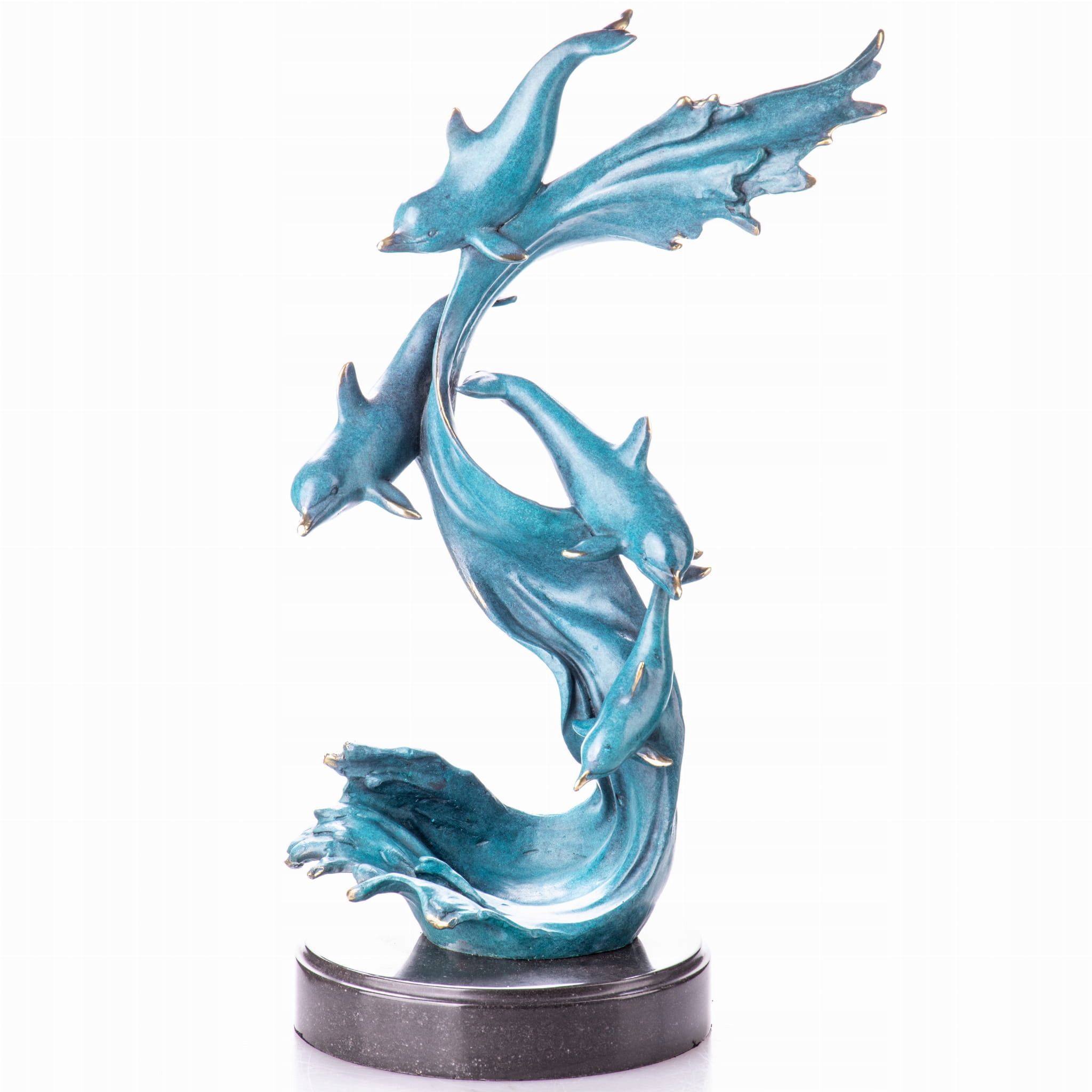 Delfiny z Brązu w Patynowanym Niebieskim