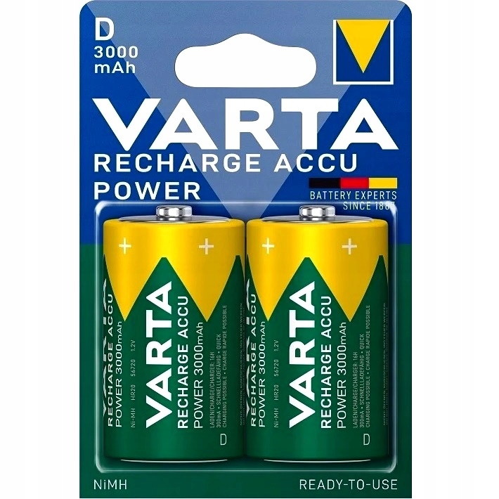 

2 x Akumulatorki Varta R20 D HR20 3000mAh Baterie