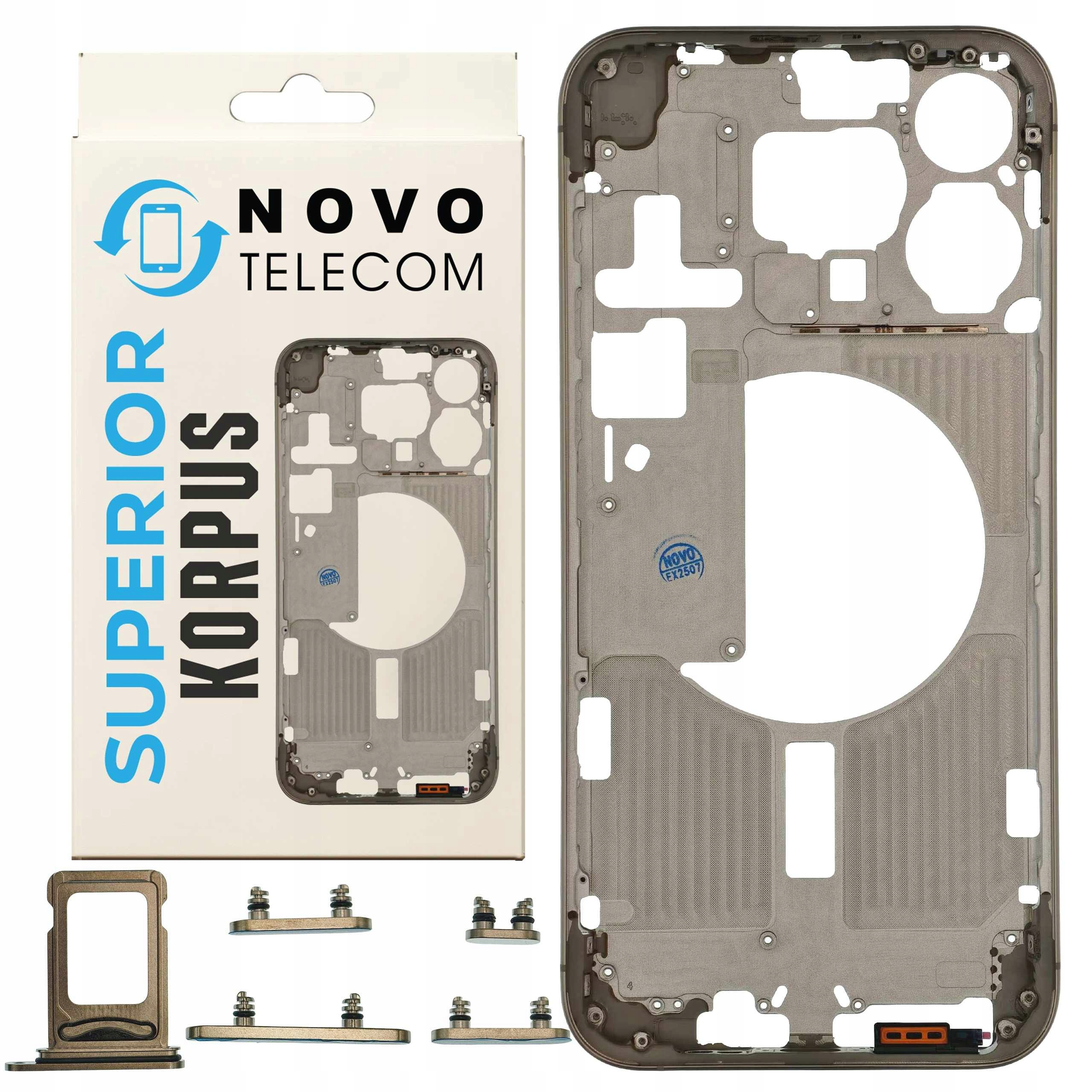 Korpus Biały do iPhone 15 Pro Max Ramka Obudowa Środkowa Przyciski Sim