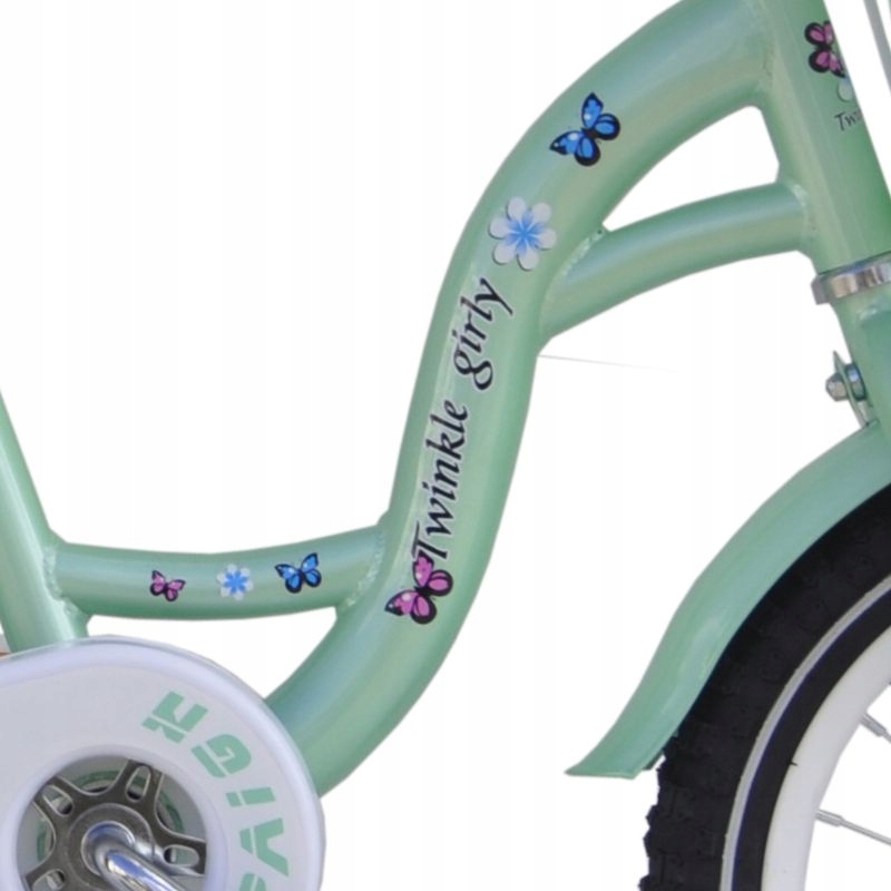 Rower 14 cali TWINKLE GIRLY Butterflies MINT Rama Stalowa